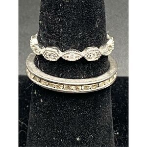 Sterling silver 925 Cz rings one channel set eternity band one filigree style